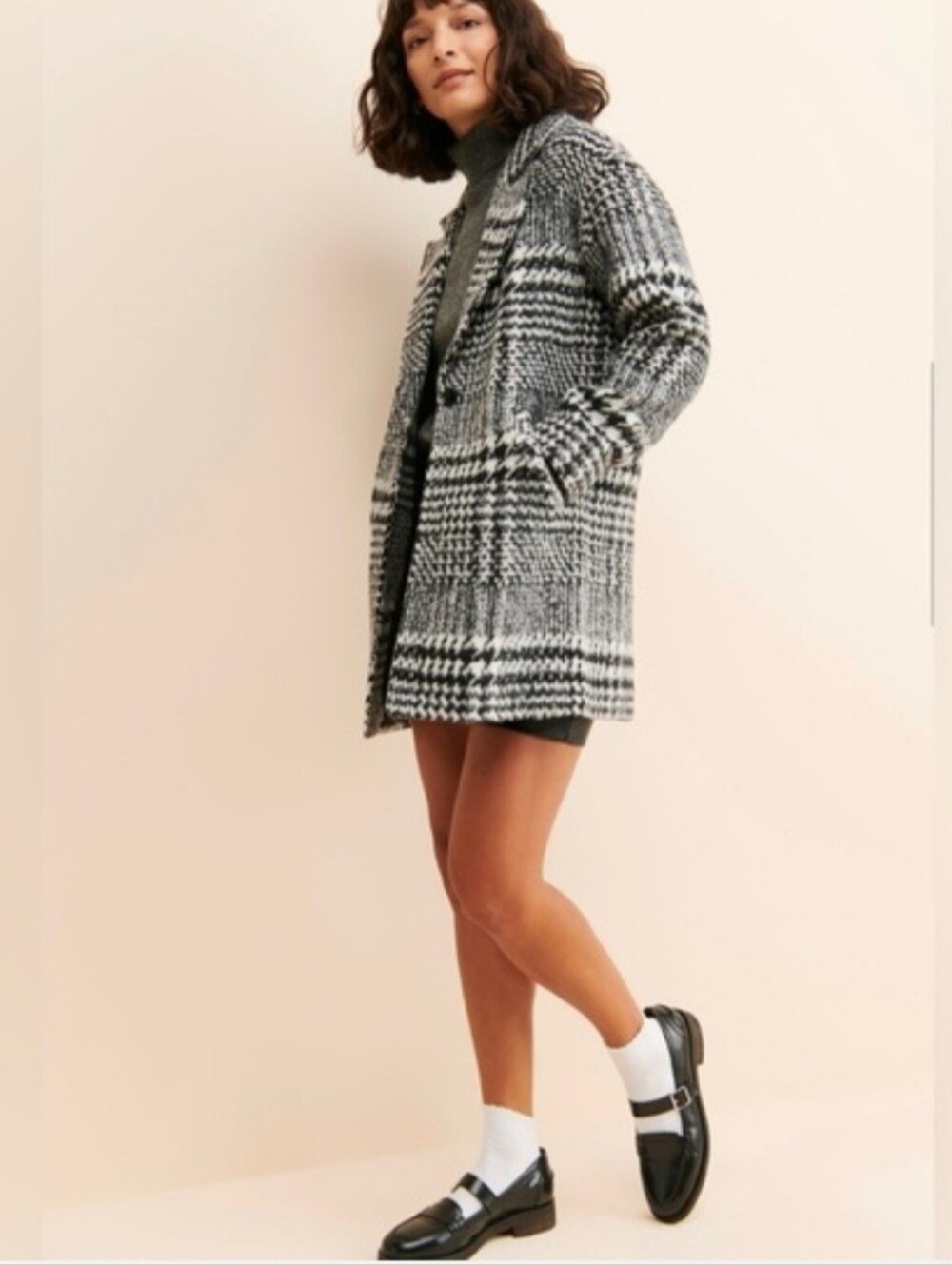 Grelyin Brushed Houndstooth  Overcost S